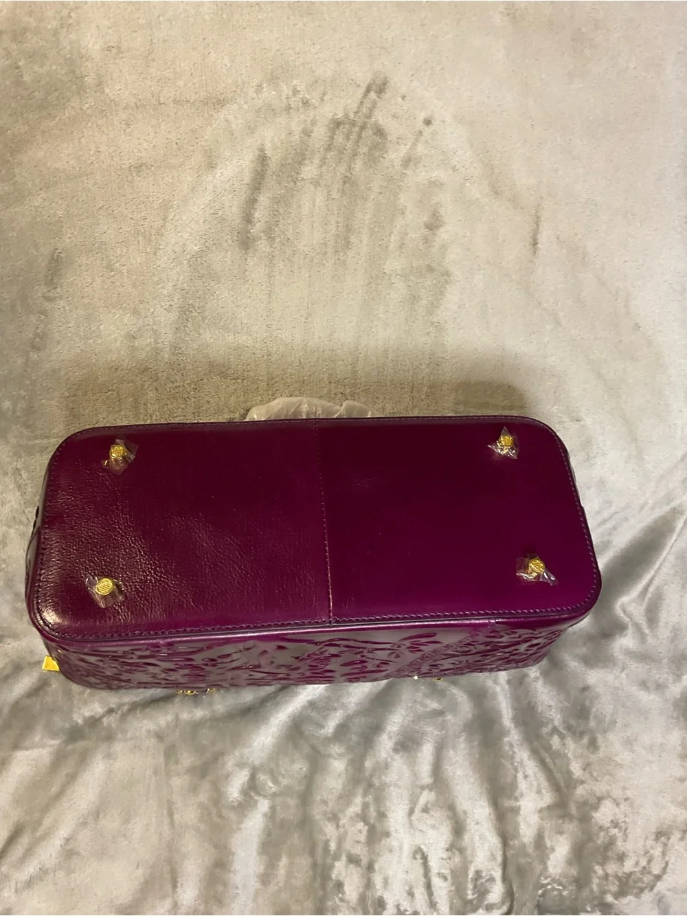 NWT PIJUSHI Purple 3D Rose Embossed Leather Handbag & Matching Wristlet Wallet